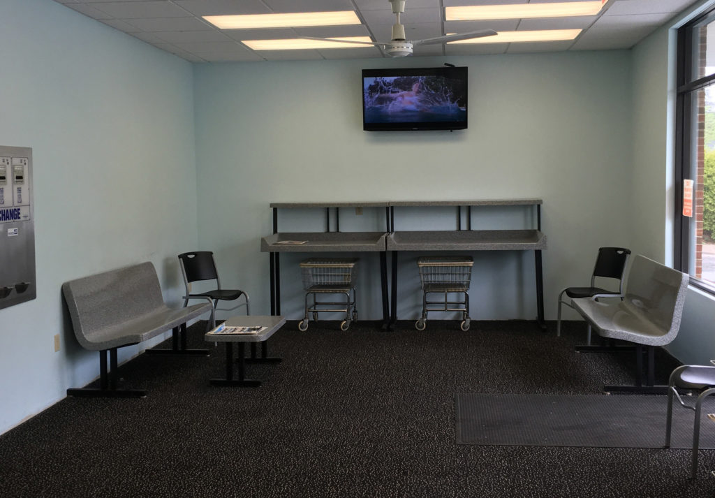 seating area at laundromat in bath maine